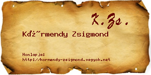 Körmendy Zsigmond névjegykártya